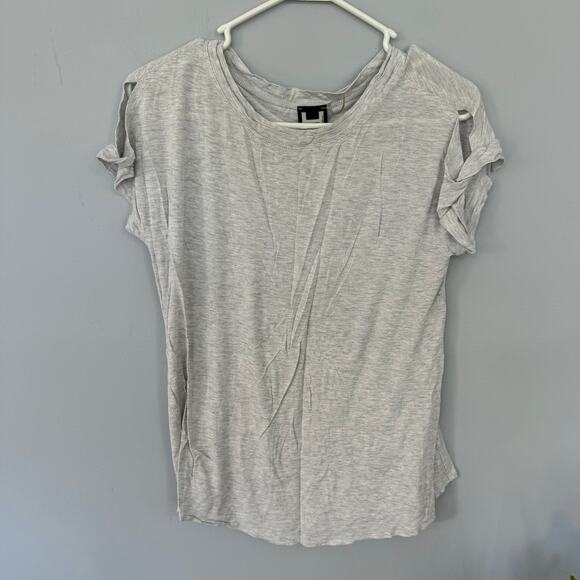 H by Bordeaux Light Heather Gray Open Sleeve Top Women's Size Small Crewneck - Picture 1 of 6